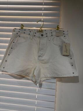 Universal Thread White High-Waist Studded Denim Shorts
